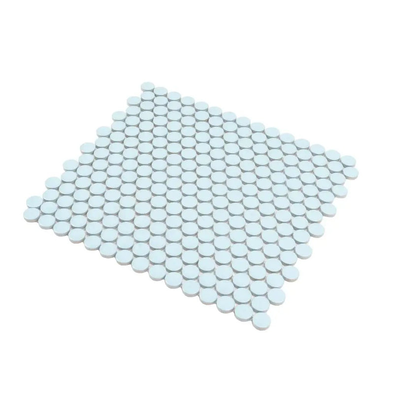 Cyan Blue 12x12 Matte Penny Round Porcelain Mosaic Tile (10 pack, 9.87 sq ft/case) by Apollo Tile