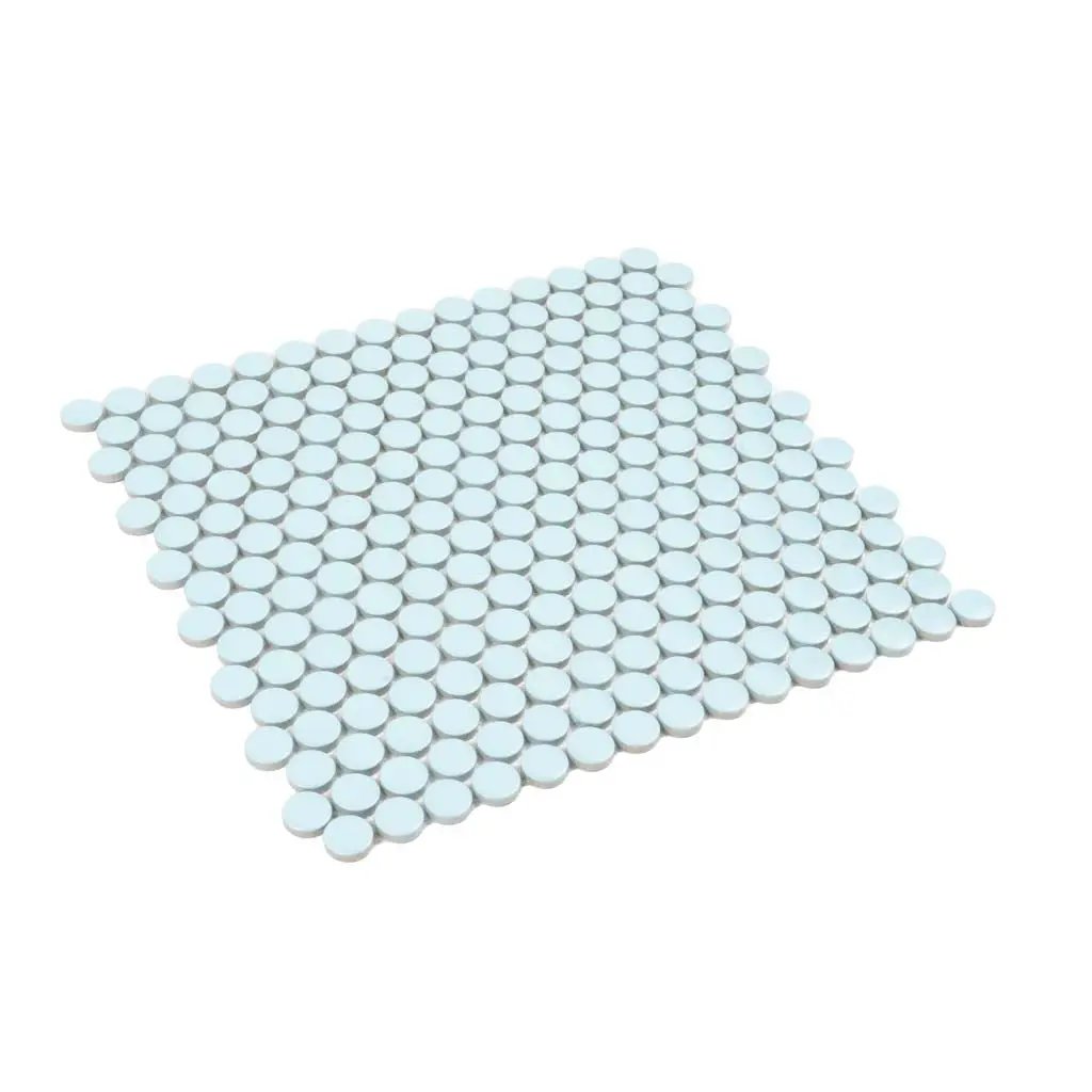Cyan Blue 12x12 Matte Penny Round Porcelain Mosaic Tile (10 pack, 9.87 sq ft/case) by Apollo Tile