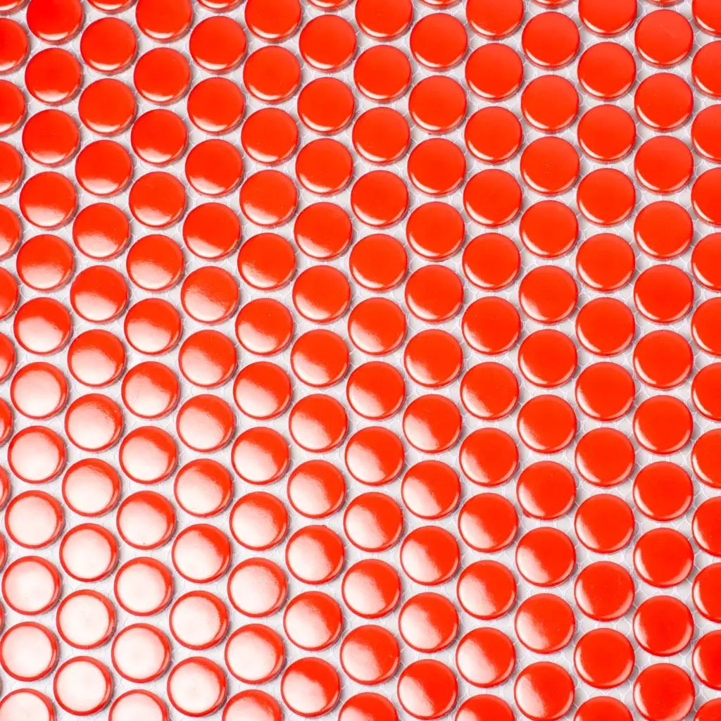 Red 12x12 Glossy Penny Round Porcelain Mosaic Tile (10 pack, 9.87 sq ft/case) by Apollo Tile