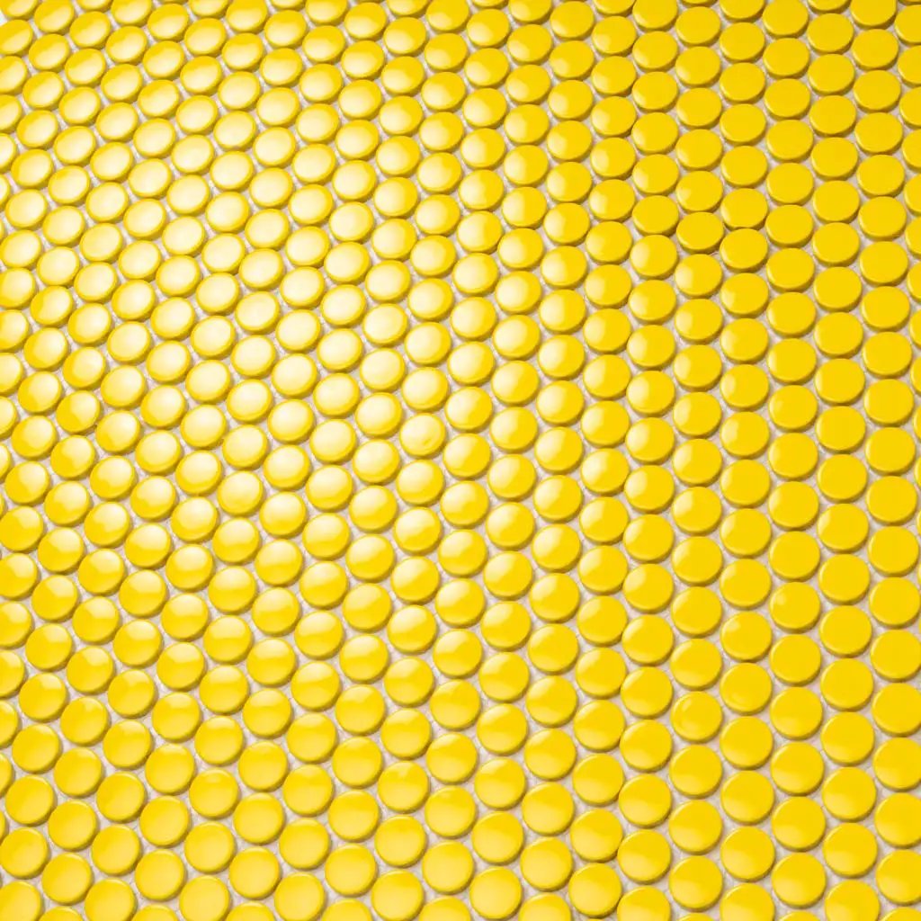 Yellow 12x12 Glossy Penny Round Porcelain Mosaic Tile (10 pack, 9.87 sq ft/case) by Apollo Tile
