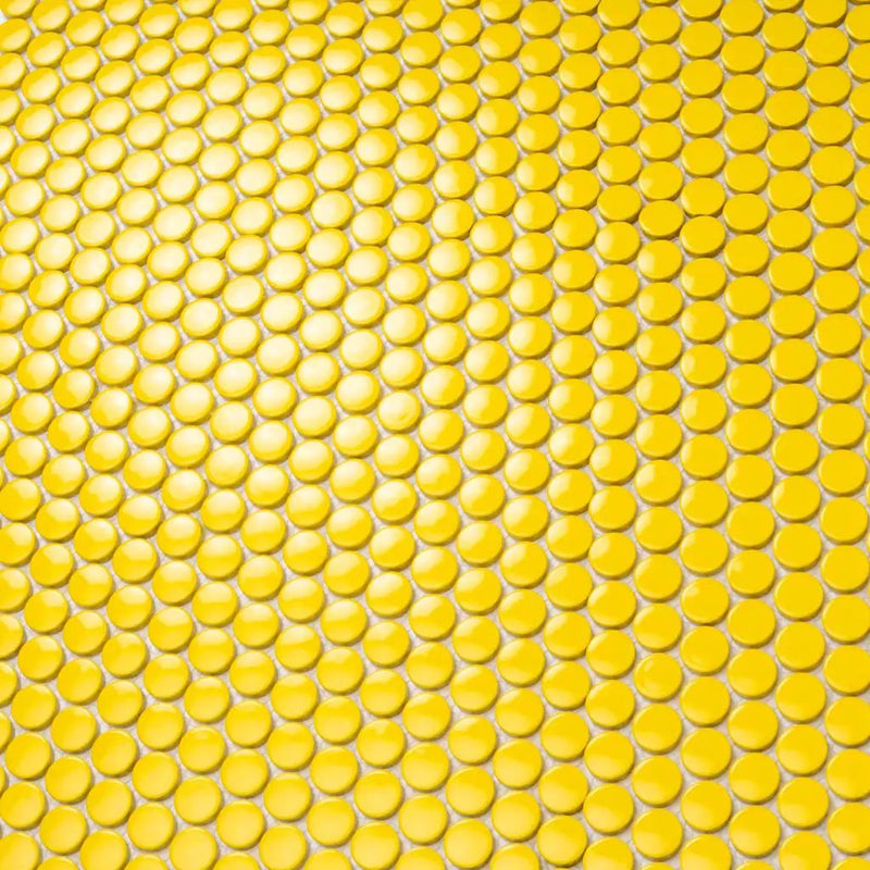 Yellow 12x12 Glossy Penny Round Porcelain Mosaic Tile (10 pack, 9.87 sq ft/case) by Apollo Tile