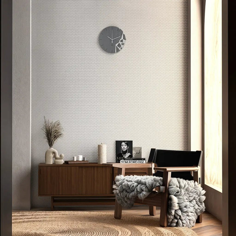 Cotton White 12x12 Glossy Penny Round Porcelain Mosaic Tile (10 pack, 9.87 sq ft/case) by Apollo Tile
