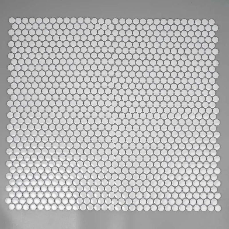 Cotton White 12x12 Glossy Penny Round Porcelain Mosaic Tile (10 pack, 9.87 sq ft/case) by Apollo Tile