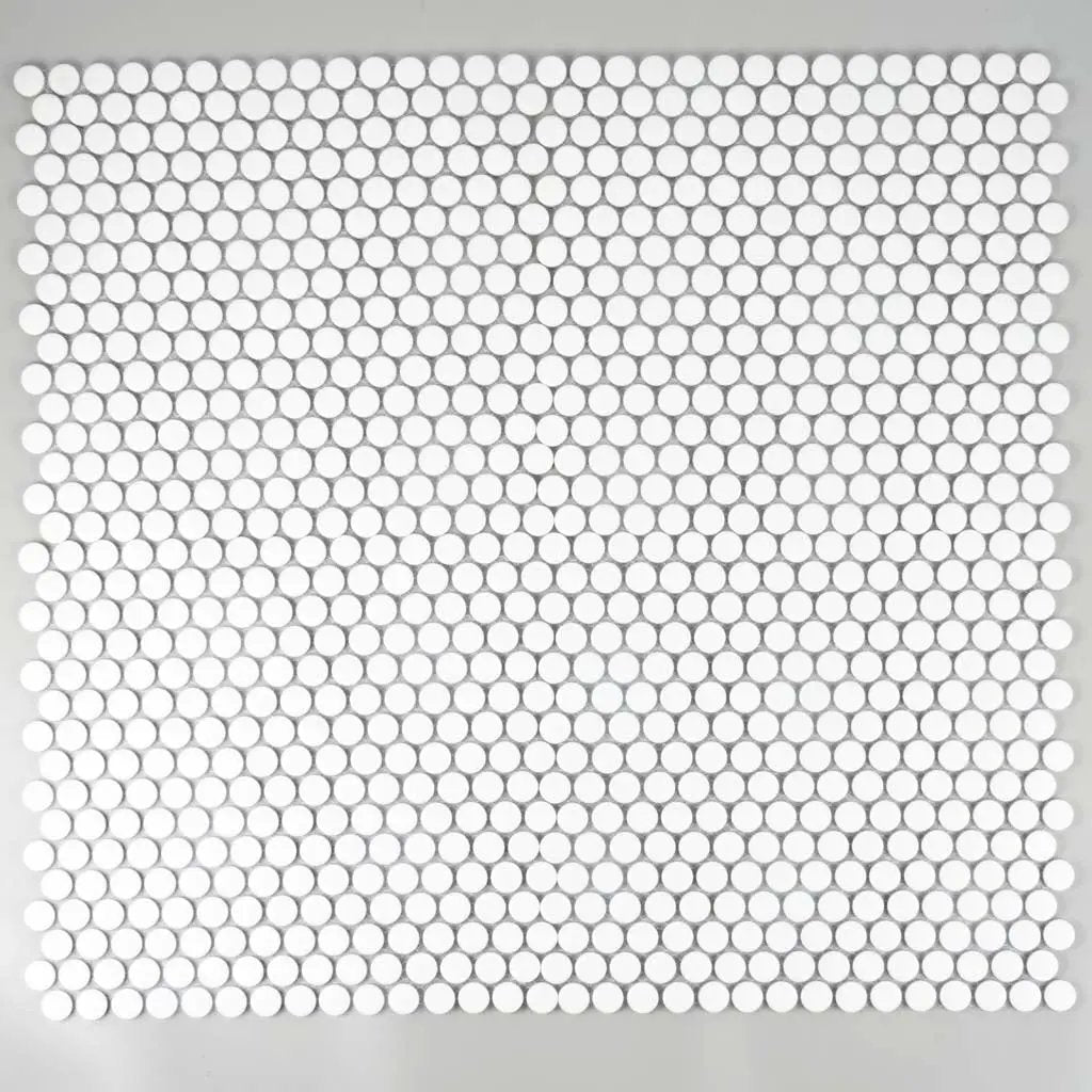Pearl White 12x12 Matte Penny Round Porcelain Mosaic Tile (10 pack, 9.87 sq ft/case) by Apollo Tile