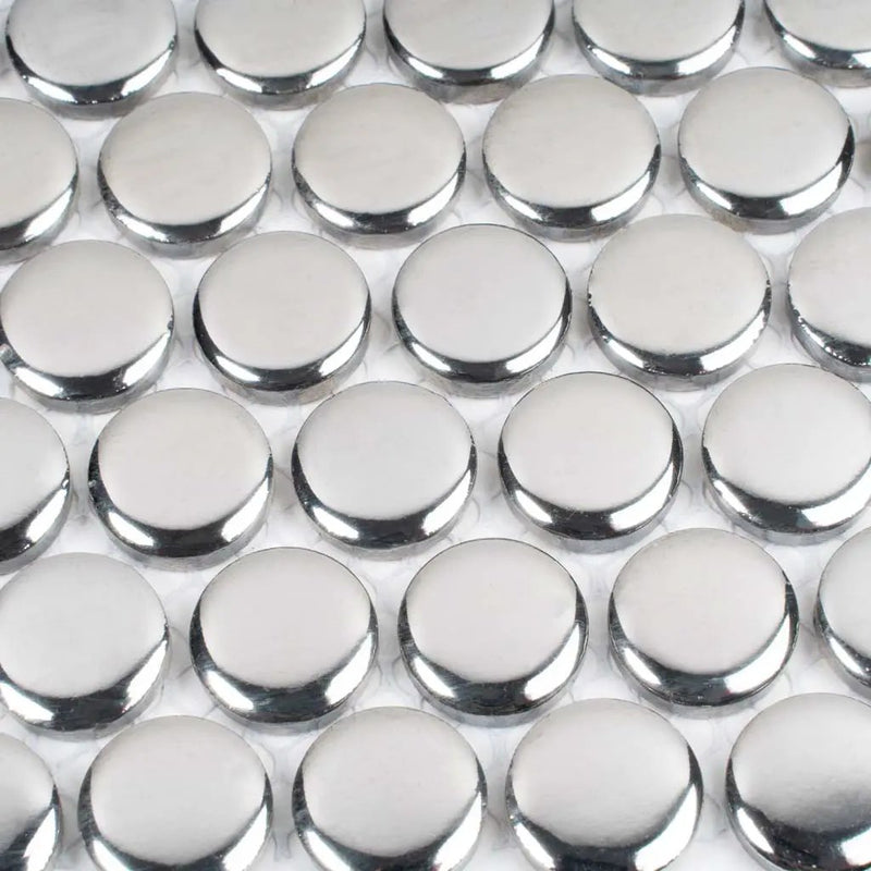 Metallic Silver 12x12 Glossy Penny Round Porcelain Mosaic Tile (10 pack, 9.87 sq ft/case) by Apollo Tile