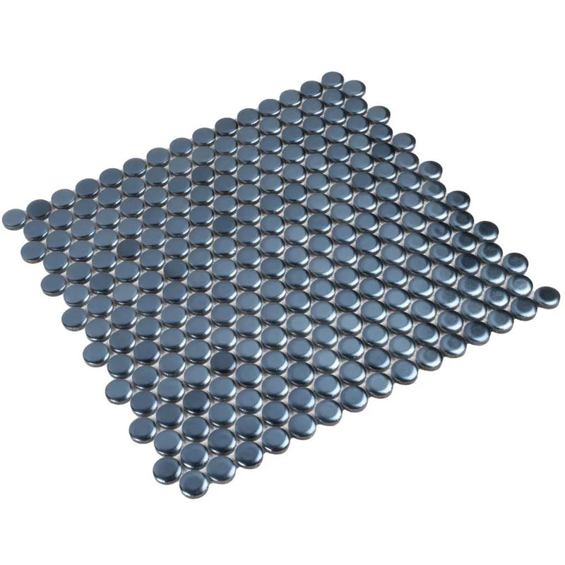 Denim Blue 12x12 Matte Penny Round Porcelain Mosaic Tile (10 pack, 9.87 sq ft/case) by Apollo Tile