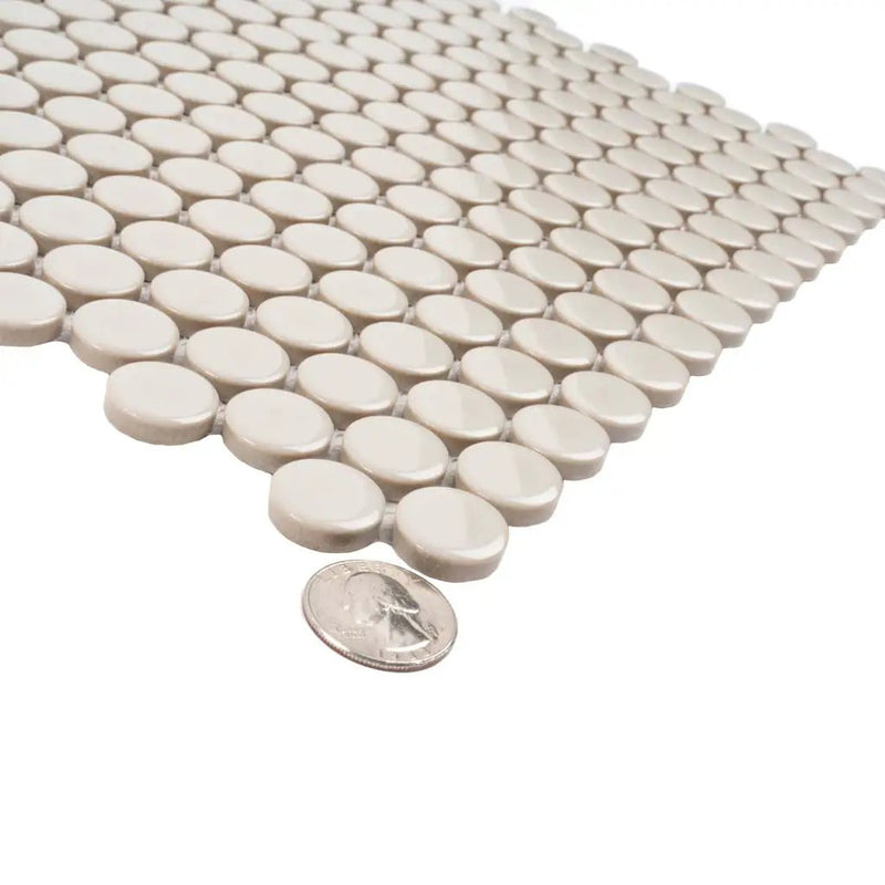 Portland Gray 12x12 Glossy Penny Round Porcelain Mosaic Tile (10 pack, 9.87 sq ft/case) by Apollo Tile