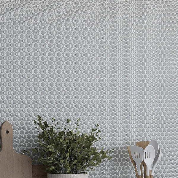 Portland Gray 12x12 Glossy Penny Round Porcelain Mosaic Tile (10 pack, 9.87 sq ft/case)