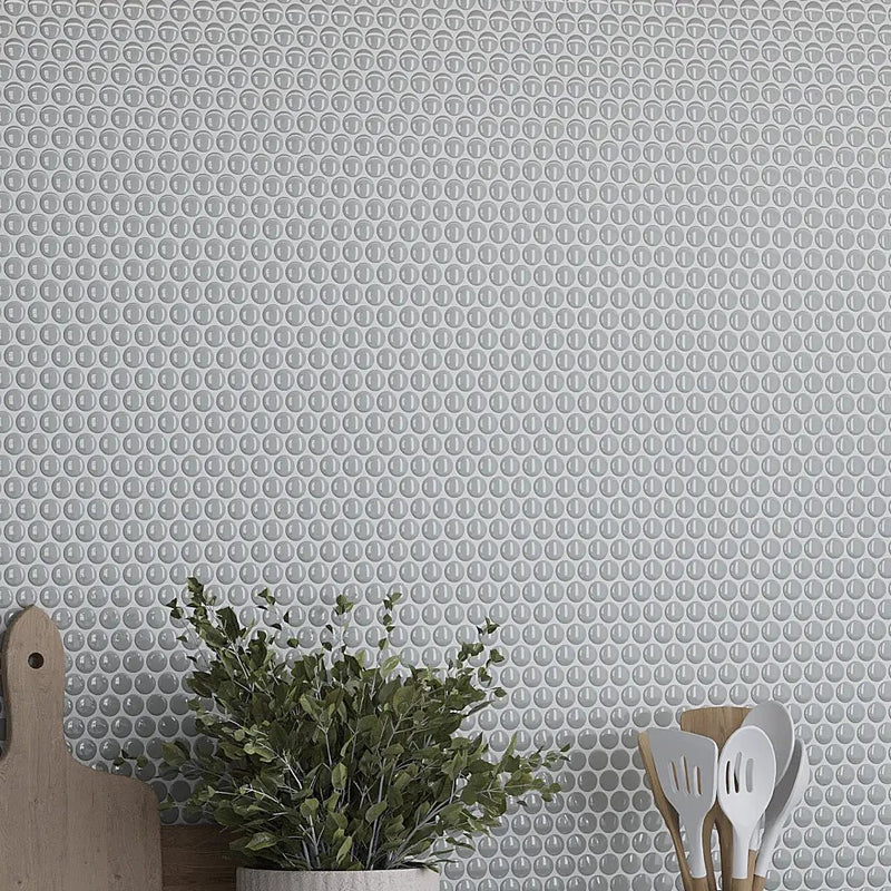 Portland Gray 12x12 Glossy Penny Round Porcelain Mosaic Tile (10 pack, 9.87 sq ft/case) by Apollo Tile