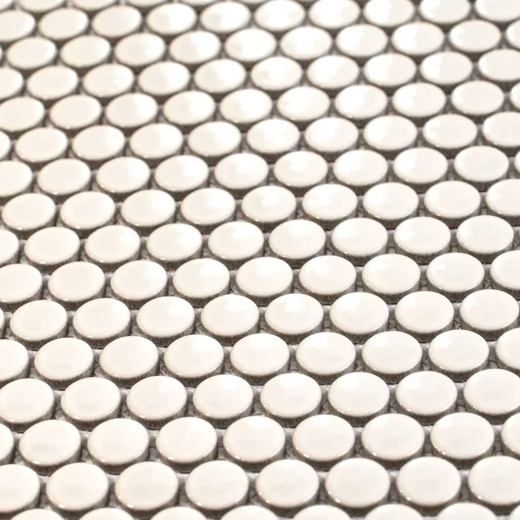 Ivory Beige 12x12 Glossy Penny Round Porcelain Mosaic Tile (10 pack, 9.87 sq ft/case) by Apollo Tile