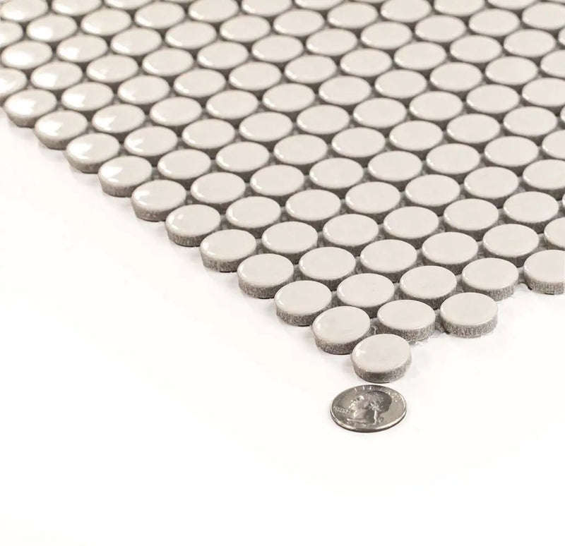 Ivory Beige 12x12 Glossy Penny Round Porcelain Mosaic Tile (10 pack, 9.87 sq ft/case) by Apollo Tile