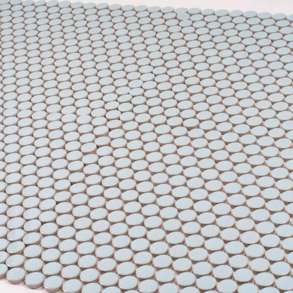 Light Turquoise 12x12 Glossy Penny Round Porcelain Mosaic Tile (10 pack, 9.87 sq ft/case) by Apollo Tile