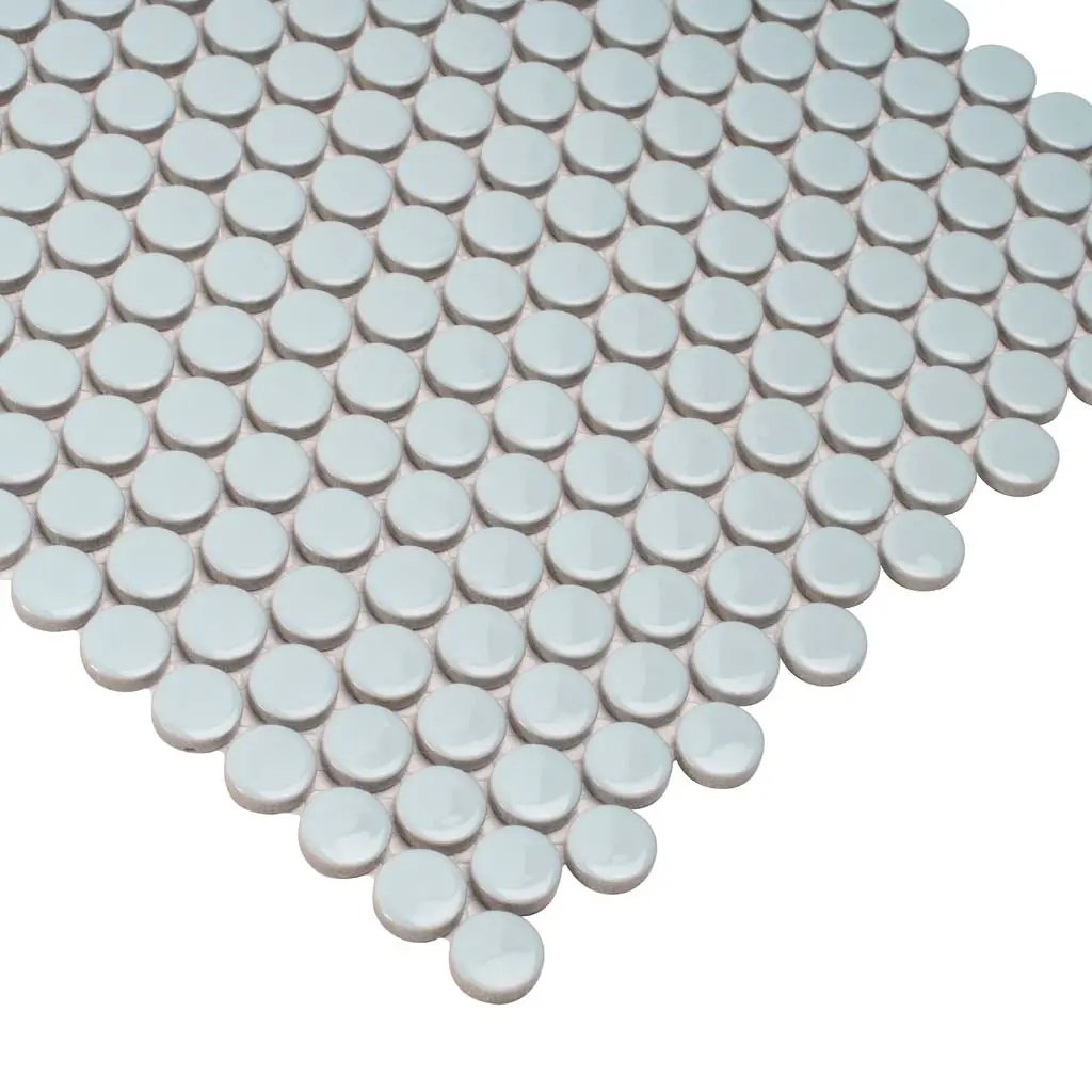 Light Turquoise 12x12 Glossy Penny Round Porcelain Mosaic Tile (10 pack, 9.87 sq ft/case) by Apollo Tile