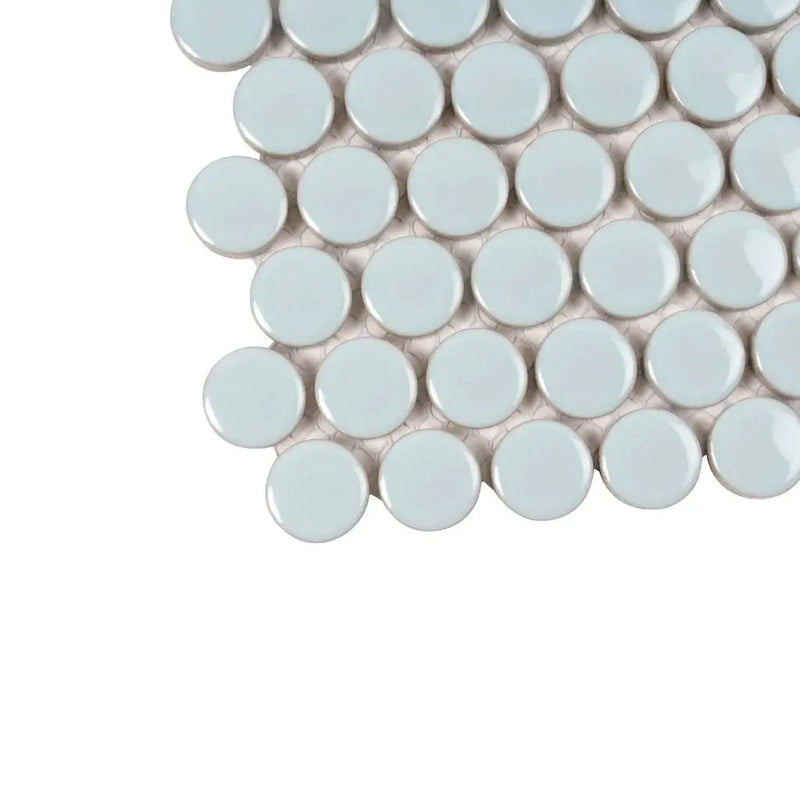 Light Turquoise 12x12 Glossy Penny Round Porcelain Mosaic Tile (10 pack, 9.87 sq ft/case) by Apollo Tile