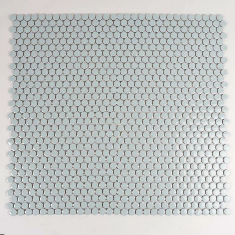 Light Turquoise 12x12 Glossy Penny Round Porcelain Mosaic Tile (10 pack, 9.87 sq ft/case) by Apollo Tile