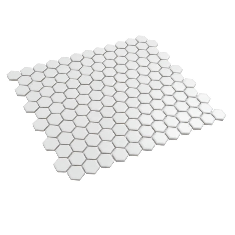 White 10x12 Matte Hexagon Porcelain Mosaic Tile (10 pack, 8.36 sq ft/case) by Apollo Tile