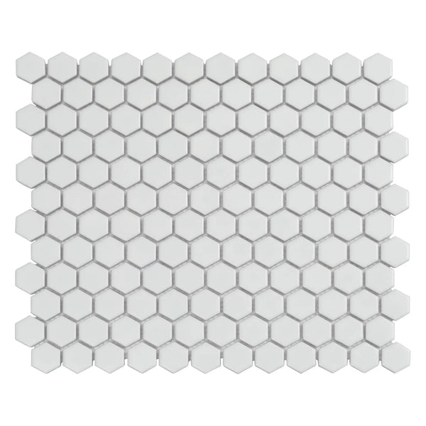White 10x12 Matte Hexagon Porcelain Mosaic Tile (10 pack, 8.36 sq ft/case)