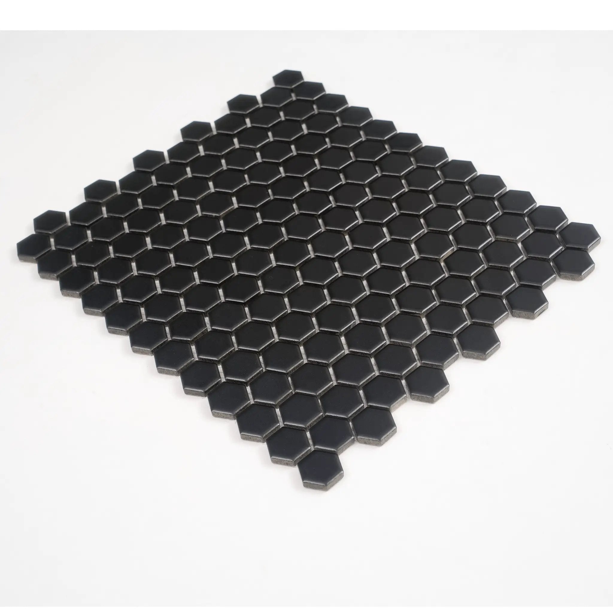 Black 10x12 Matte Hexagon Porcelain Mosaic Tile (10 pack, 8.36 sq ft/case) by Apollo Tile