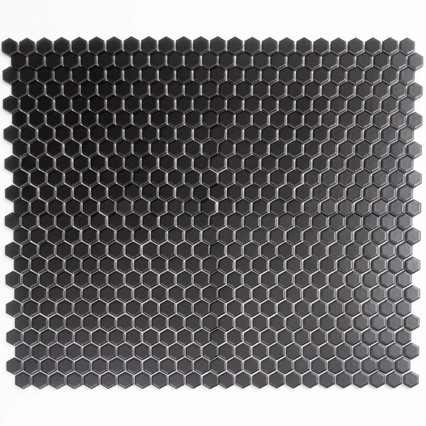 Black 10x12 Matte Hexagon Porcelain Mosaic Tile (10 pack, 8.36 sq ft/case)