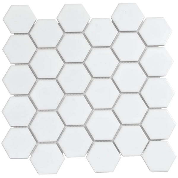 White 11x11 Matte Hexagon Porcelain Mosaic Tile (10 pack, 8.25 sq ft/case)