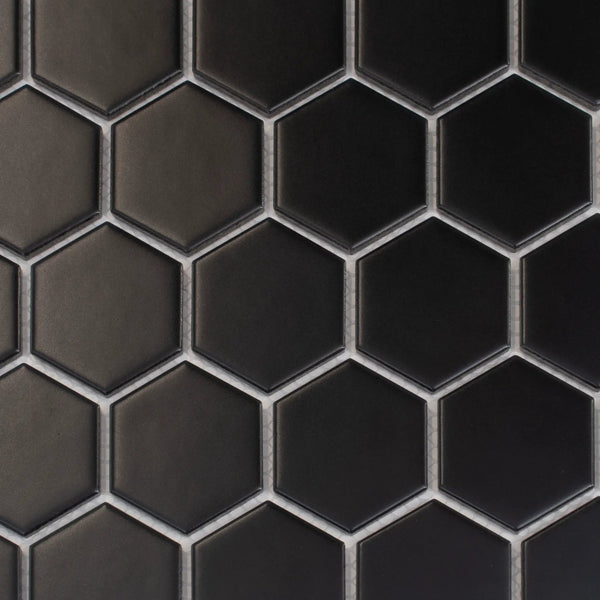 Black 11x11 Matte Hexagon Porcelain Mosaic Tile (10 pack, 8.25 sq ft/case)