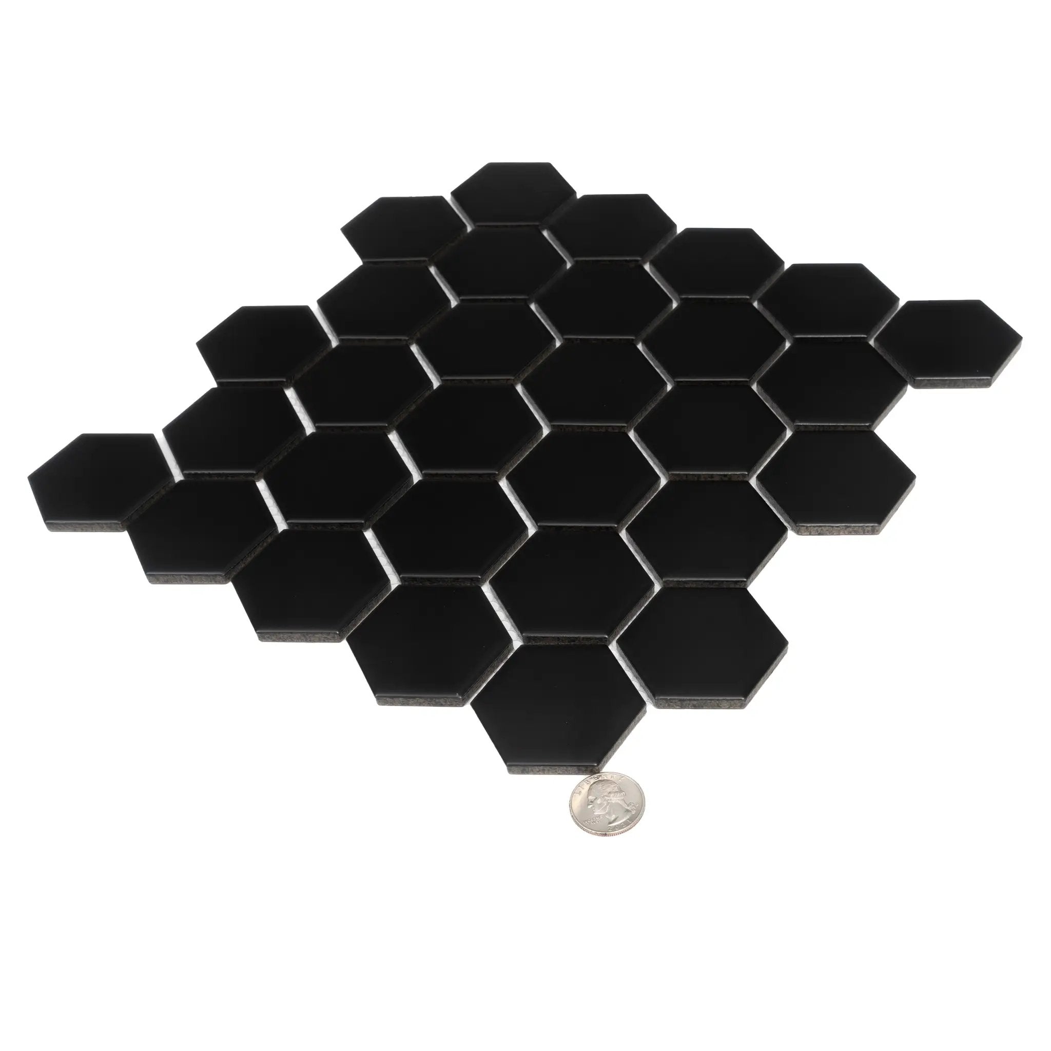 Black 11x11 Matte Hexagon Porcelain Mosaic Tile (10 pack, 8.25 sq ft/case) by Apollo Tile