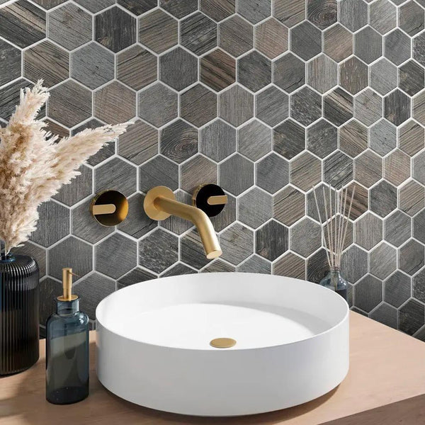 Ash Gray 10x12 Matte Hexagon Porcelain Mosaic Tile (5 pack, 4.02 sq ft/case)