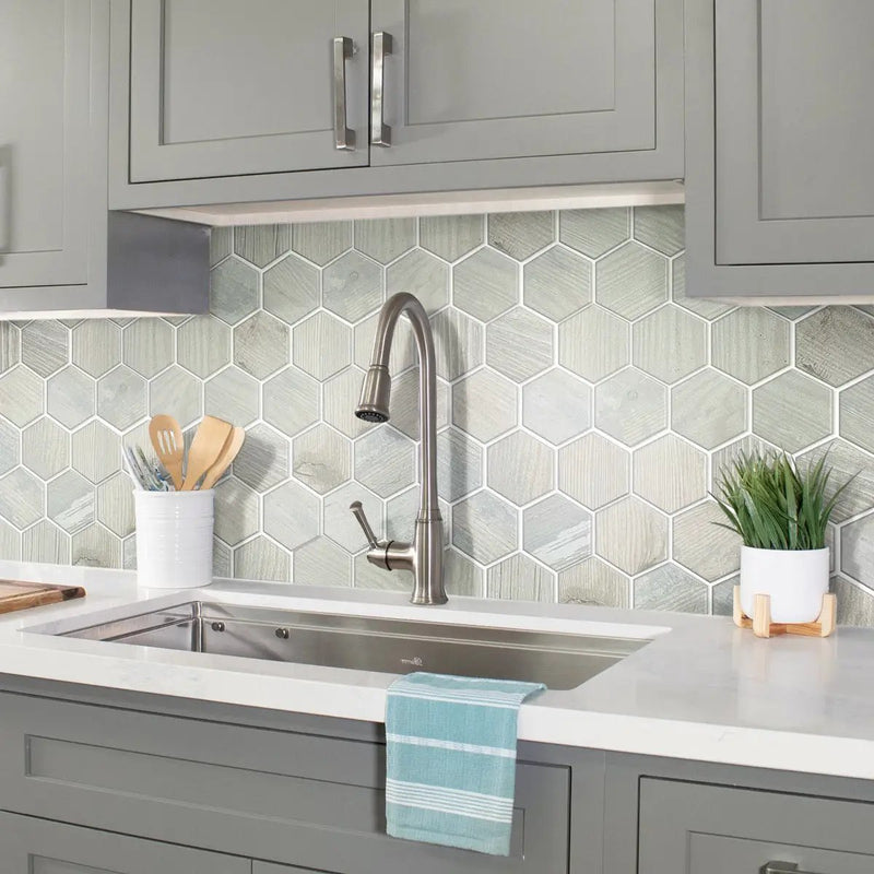 Light Gray 10x12 Matte Hexagon Porcelain Mosaic Tile (5 pack, 4.02 sq ft/case) by Apollo Tile