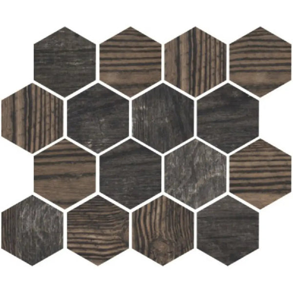 Brown 10x12 Matte Hexagon Porcelain Mosaic Tile (5 pack, 4.02 sq ft/case), photo 2 of 2
