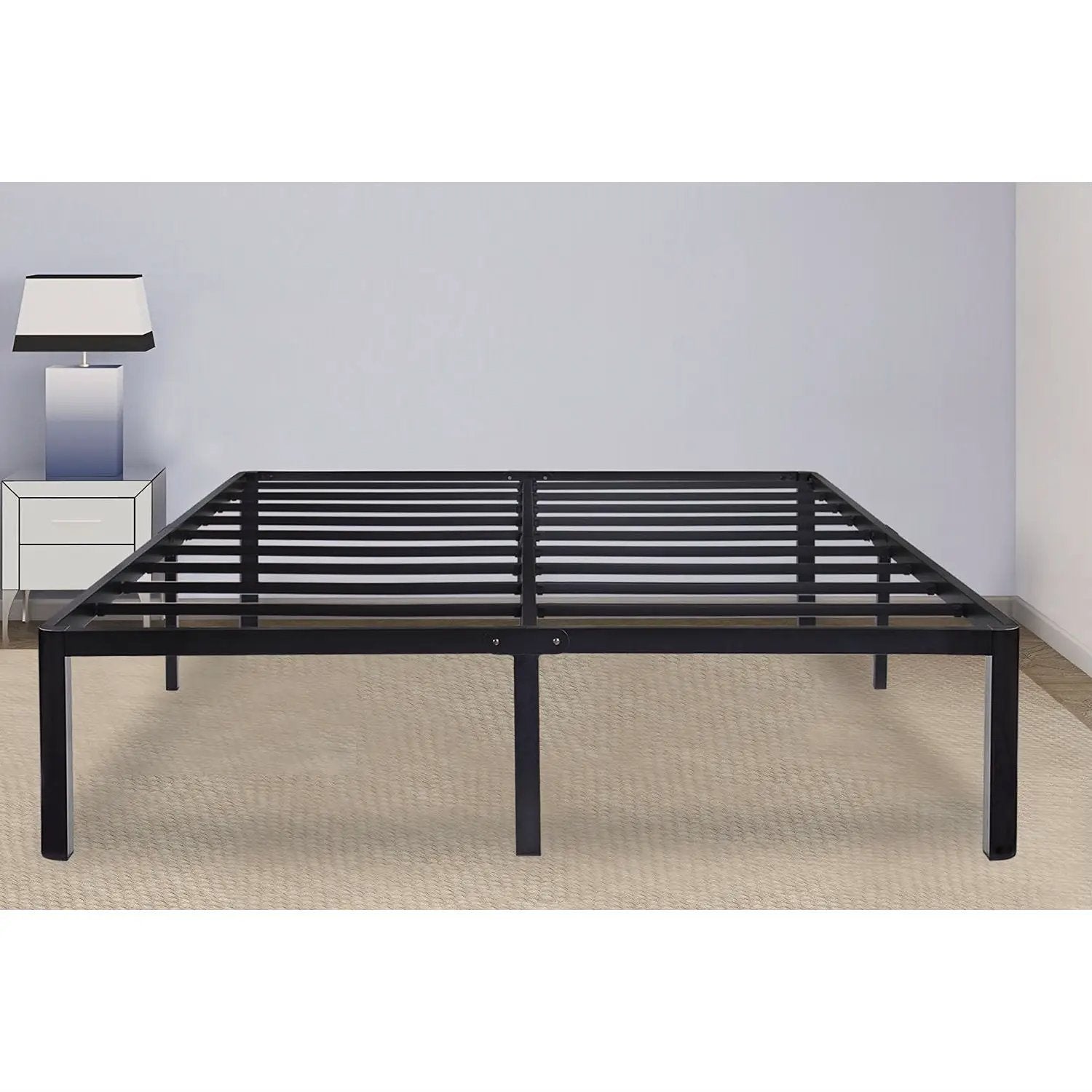 Twin size Modern Round Edge Black Metal Platform Bed Frame by HomePacific