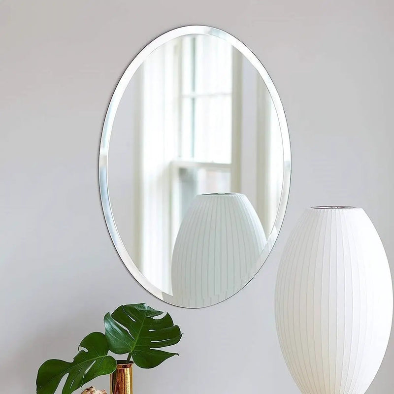 Oval Frameless 36-inch Beveled Bathroom Bedroom Living Room Vanity Wall Mirror by HomePacific