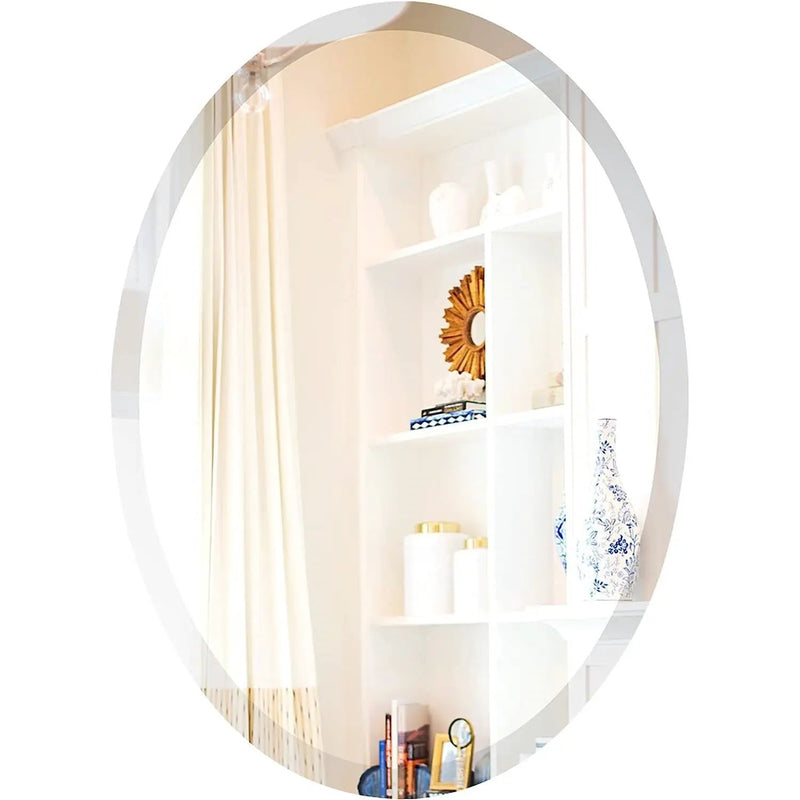 Oval 36 x 24-inch Beveled Bathroom Living Room Vanity Frameless Wall Mirror by HomePacific