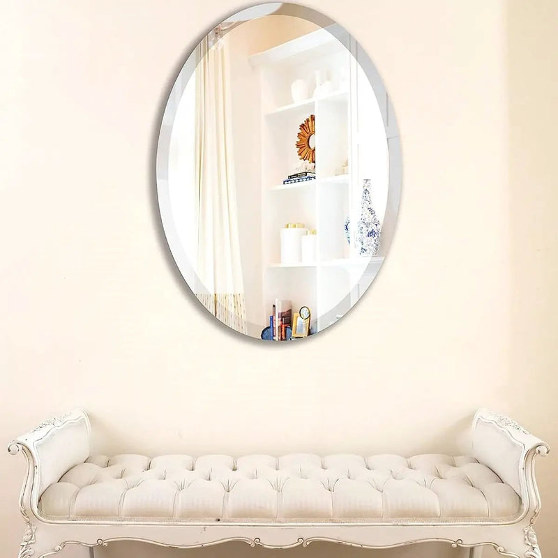 Oval 36 x 24-inch Beveled Bathroom Living Room Vanity Frameless Wall Mirror by HomePacific