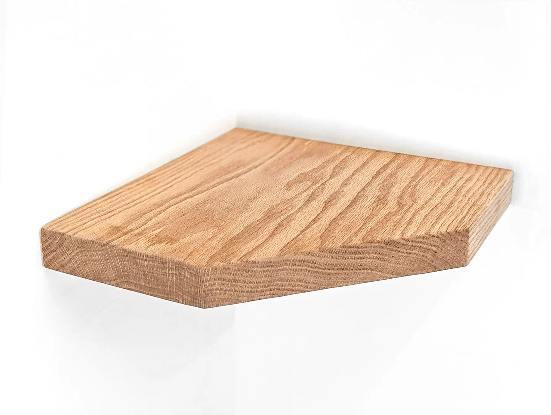Floating Corner Shelf with Straight Edge in Oak by NookWoodworking