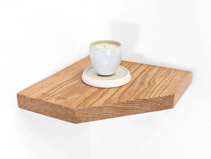 Floating Corner Shelf with Straight Edge in Mahogany by NookWoodworking
