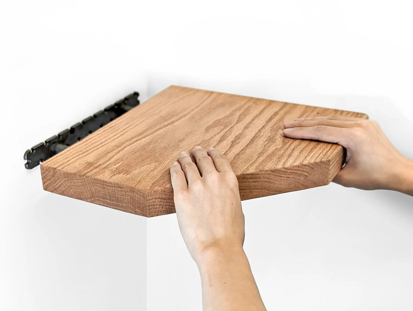 Floating Corner Shelf with Straight Edge in Oak by NookWoodworking