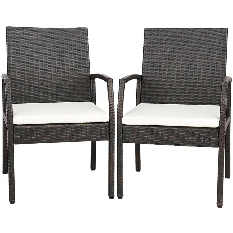 2 Pieces Patio Wicker Dining Armchair Set with Soft Zippered Cushion-Set of 2 by DirectDeals