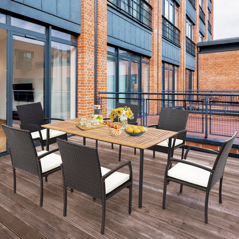 4 Pieces Patio Wicker Dining Armchair Set with Soft Zippered Cushion-Set of 4 by DirectDeals