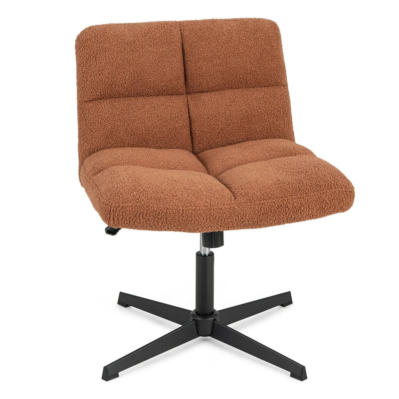 Office Armless Chair Cross Legged with Imitation Lamb Fleece and Adjustable Height by DirectDeals