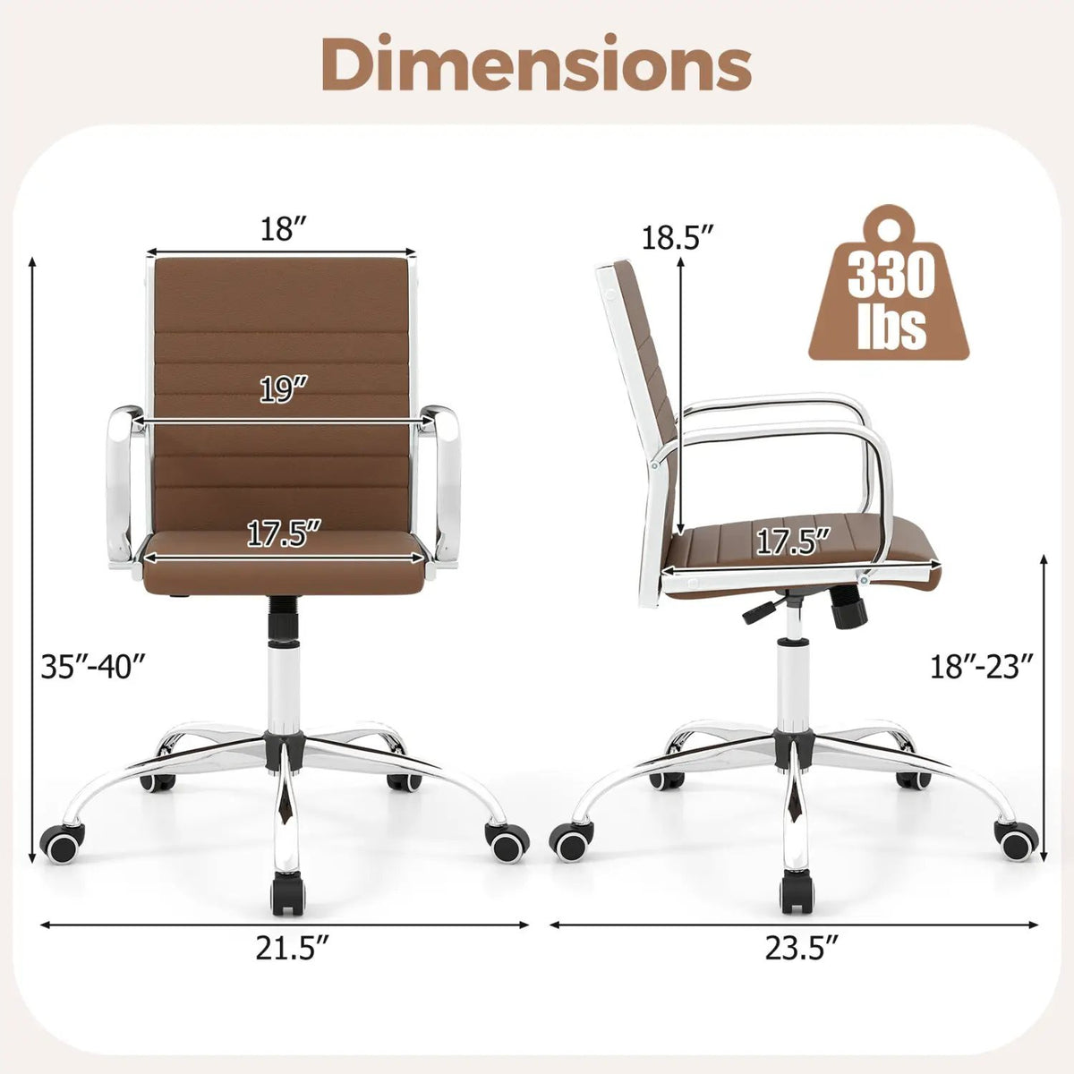 Height Adjustable Office Chair with Rocking Backrest by DirectDeals