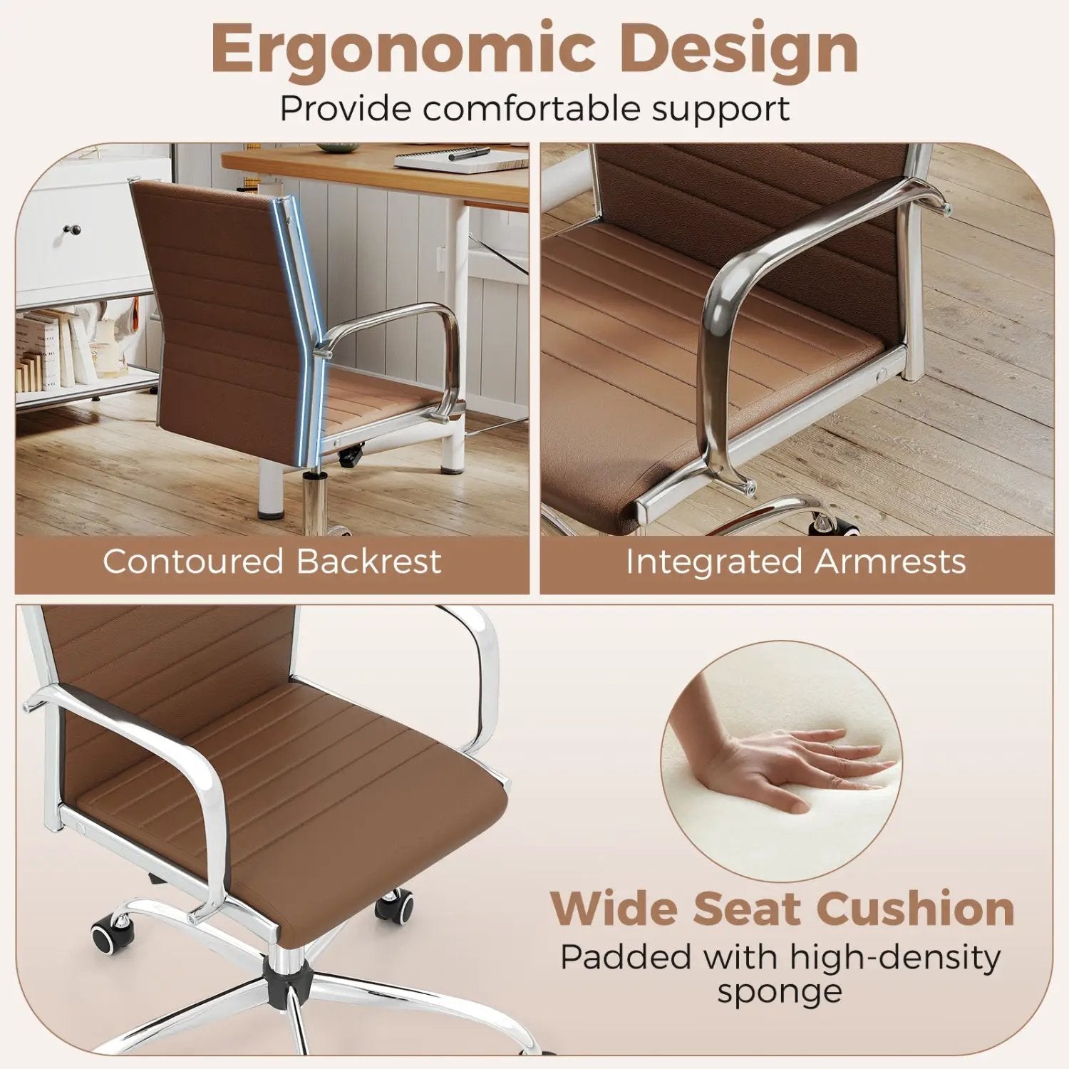 Height Adjustable Office Chair with Rocking Backrest by DirectDeals