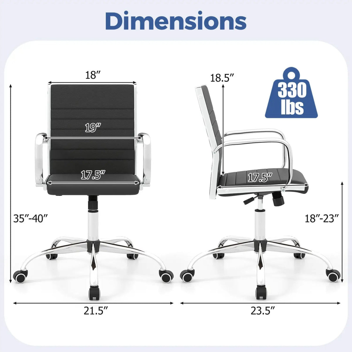 Height Adjustable Office Chair with Rocking Backrest by DirectDeals