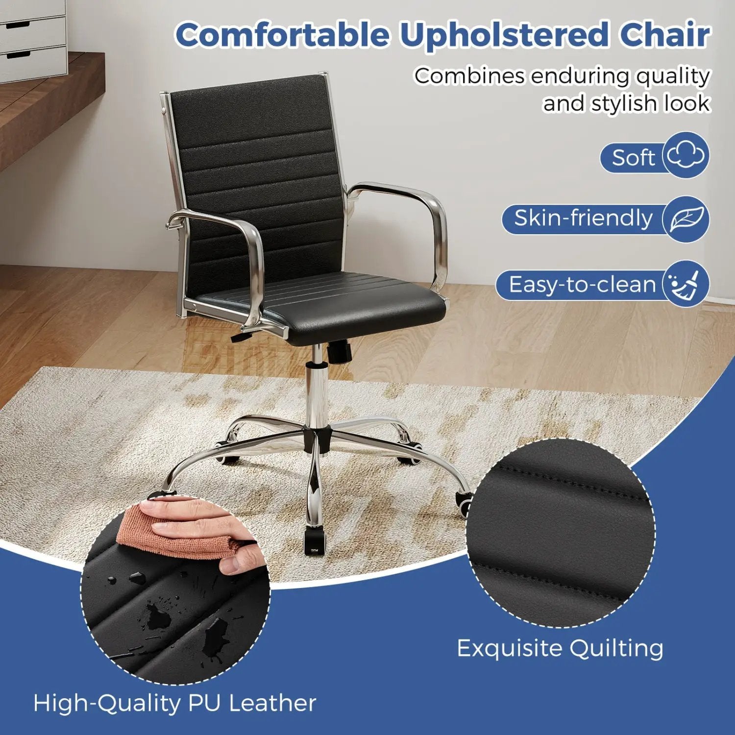 Height Adjustable Office Chair with Rocking Backrest by DirectDeals