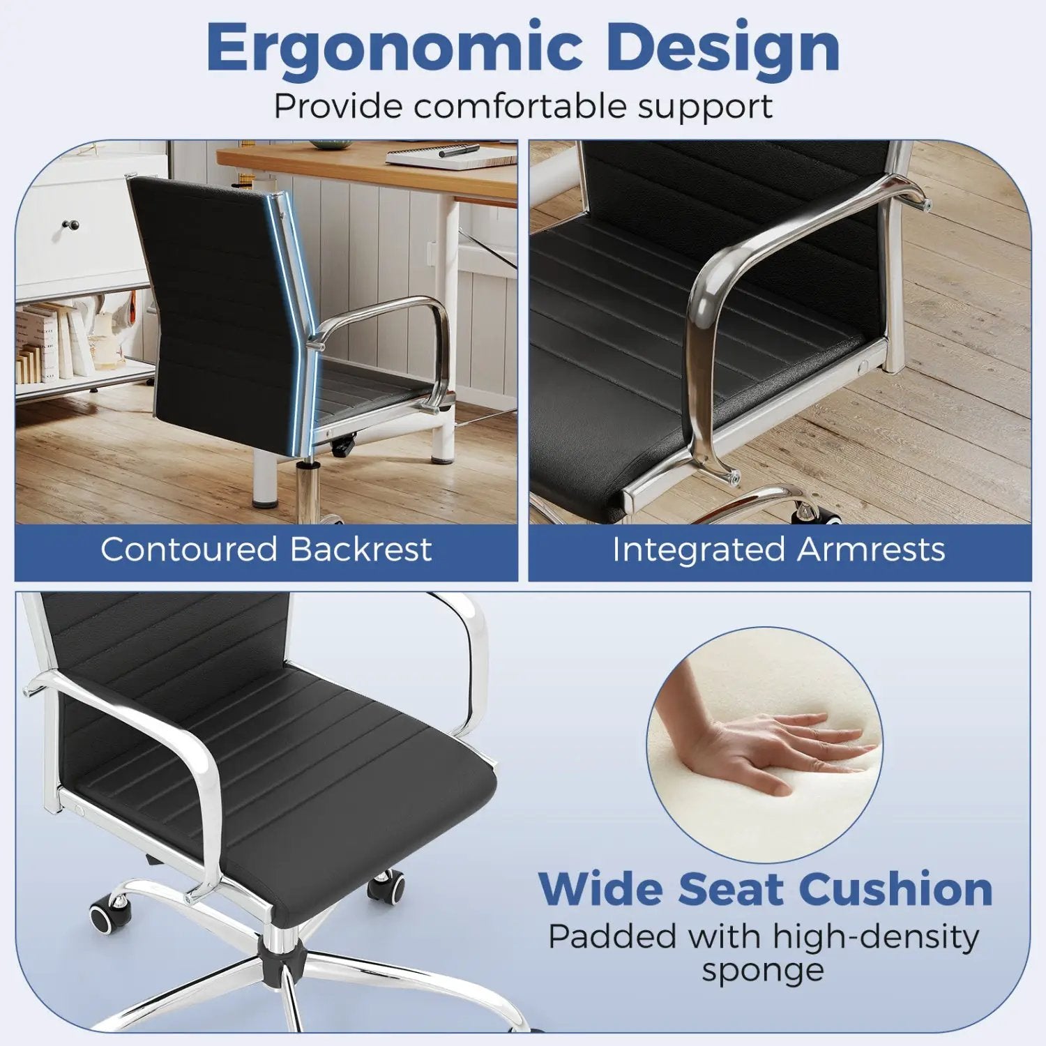 Height Adjustable Office Chair with Rocking Backrest by DirectDeals