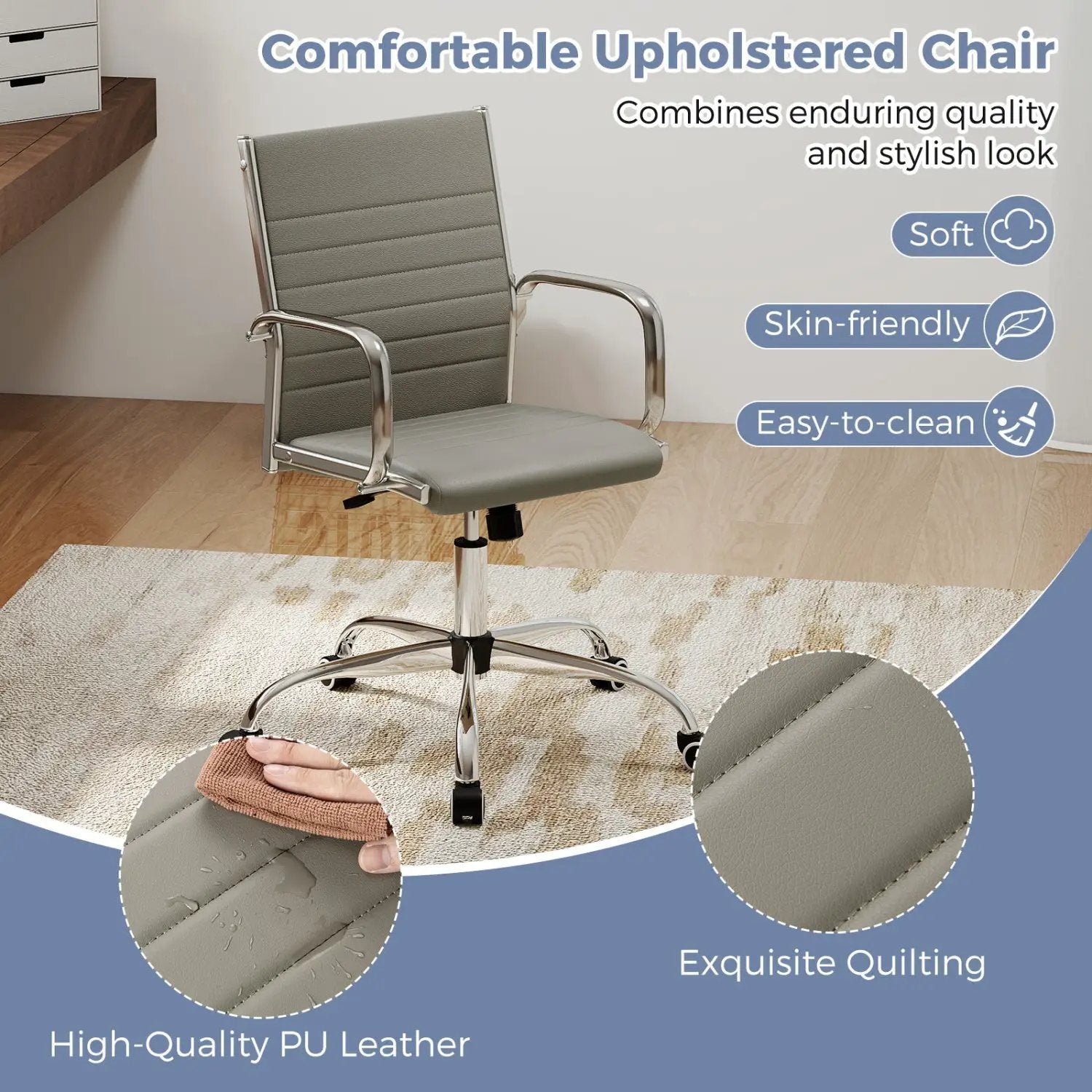 Height Adjustable Office Chair with Rocking Backrest by DirectDeals