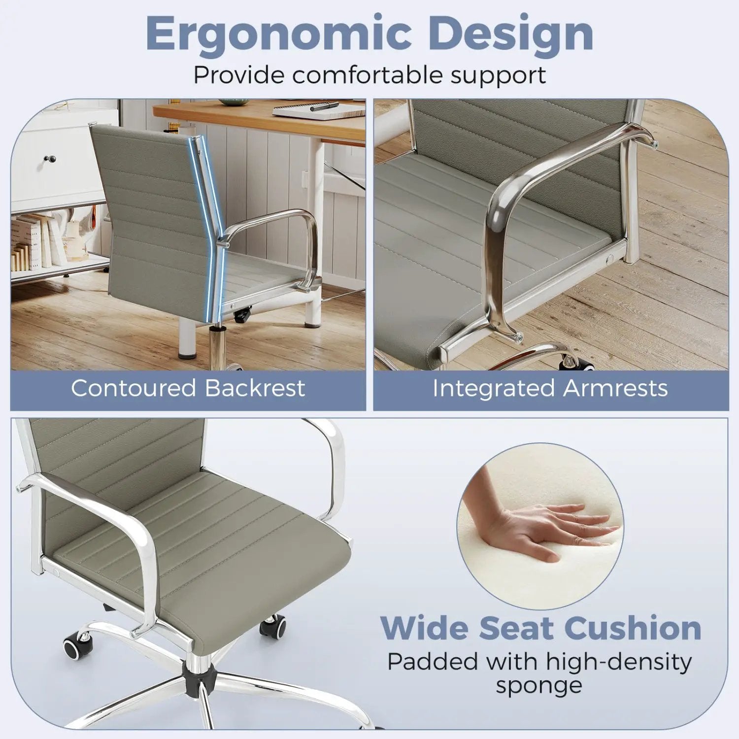 Height Adjustable Office Chair with Rocking Backrest by DirectDeals