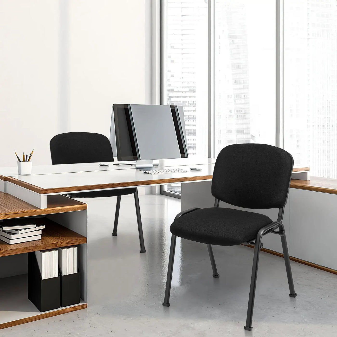 Office Chair with Metal Frame and Padded Cushions for Conference Room by DirectDeals