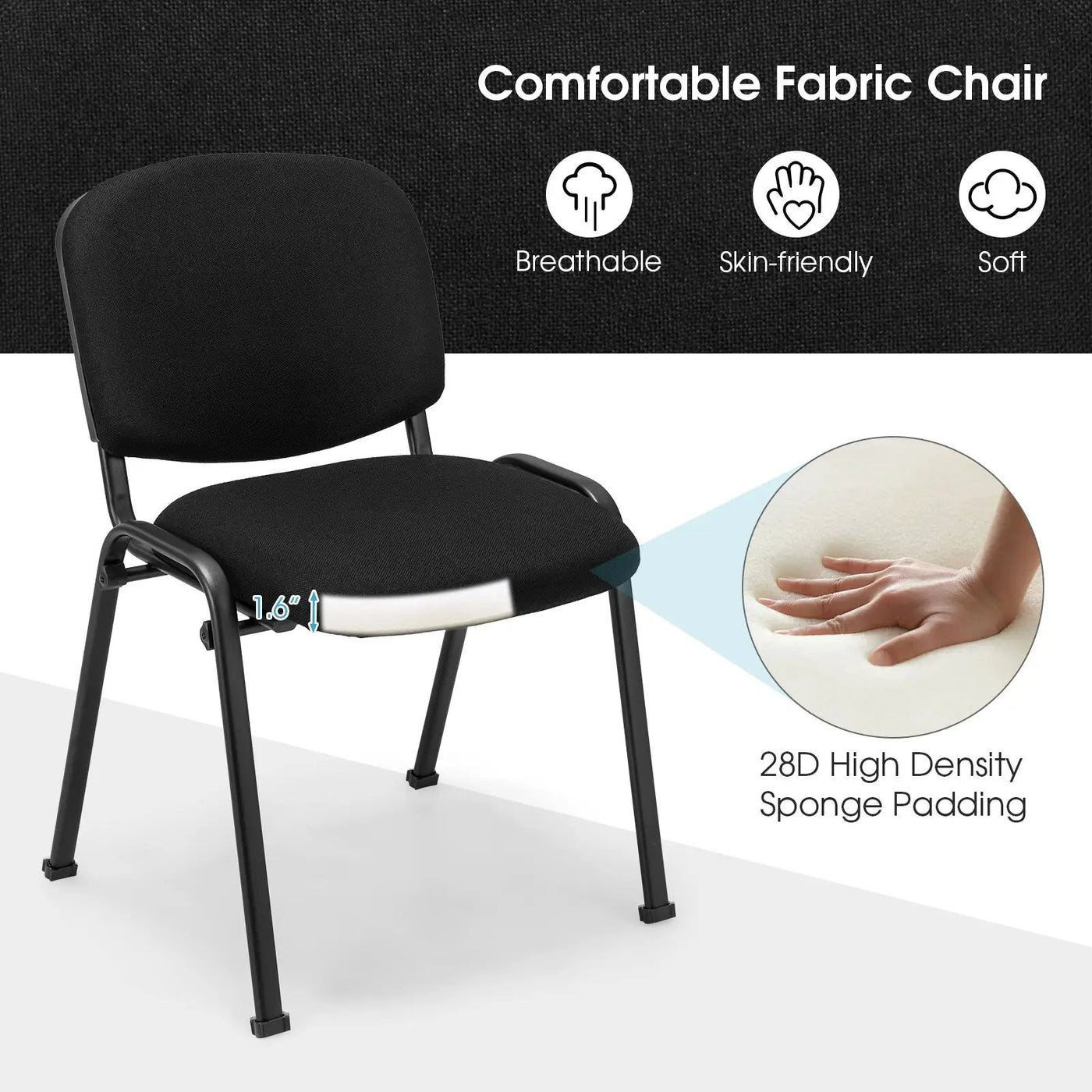 Office Chair with Metal Frame and Padded Cushions for Conference Room by DirectDeals