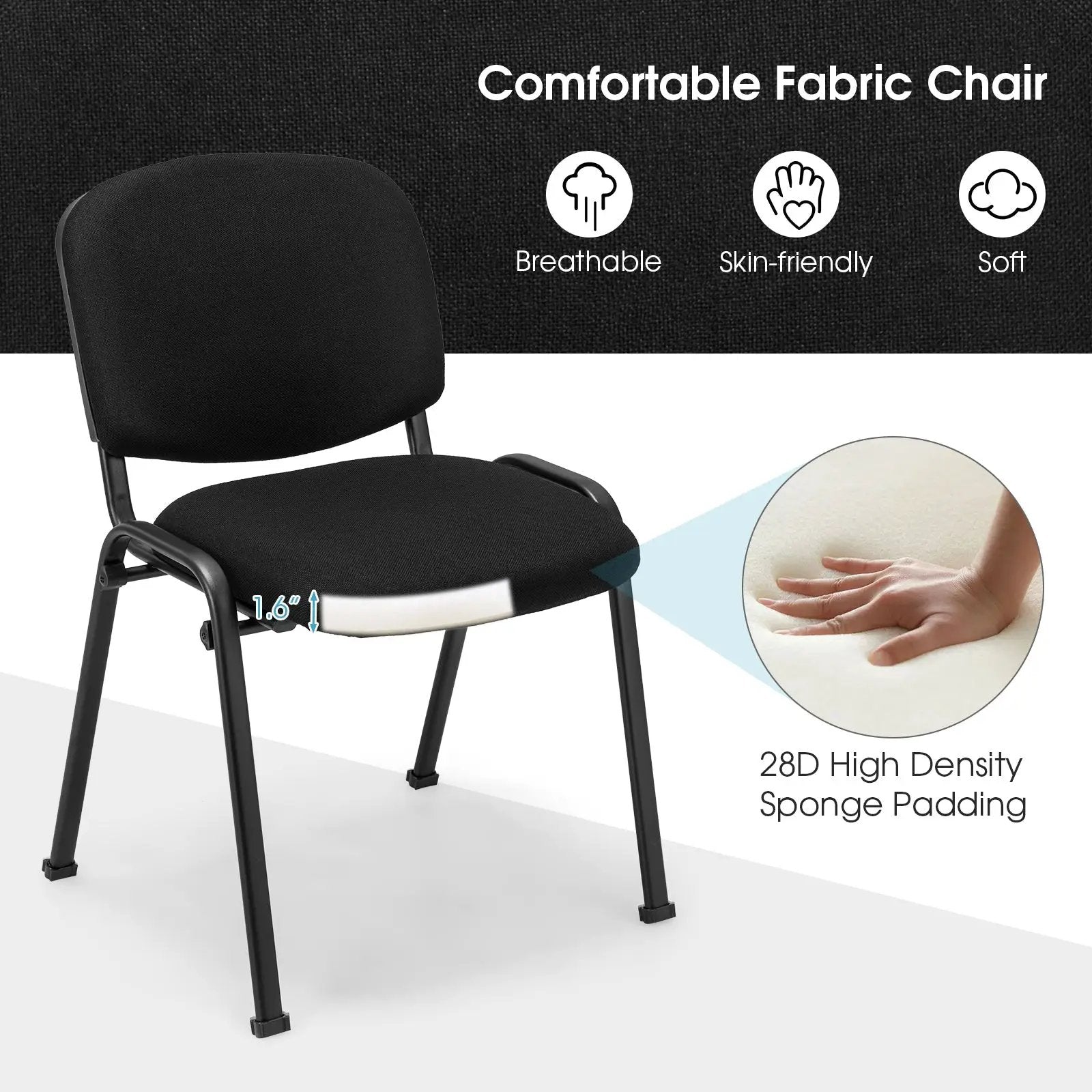 Office Chair with Metal Frame and Padded Cushions for Conference Room by DirectDeals