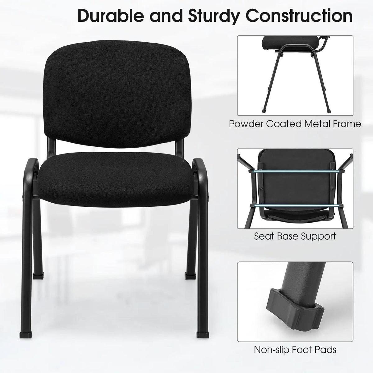 Office Chair with Metal Frame and Padded Cushions for Conference Room by DirectDeals